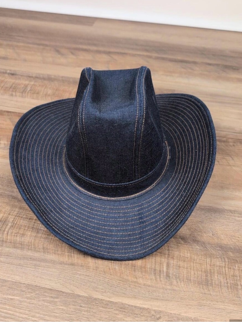 Vintage 70s Denim Cowboy Hat- Size XLarge- Made In USA